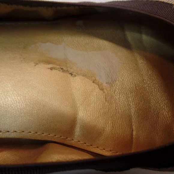 Coach Chelsey Signature Logo Fabric Brown Leather Flats Goldtone Hardware Sz 8 - Picture 13 of 15